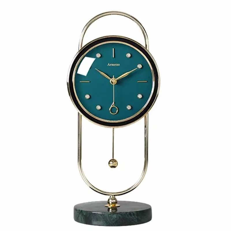 Orologio a pendolo al quarzo da soggiorno, orologio da tavolo in metallo, orologio da scrivania alla moda per la casa