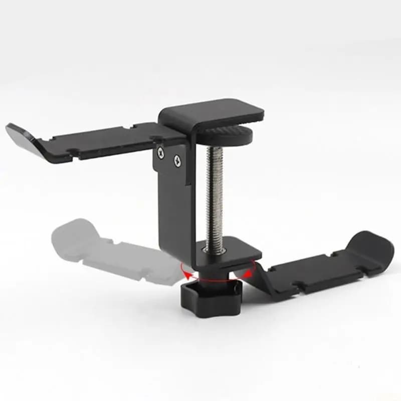 B03F Foldable Headsets Rack with 360 Rotating Hook and Easy to Use Screw Clamp