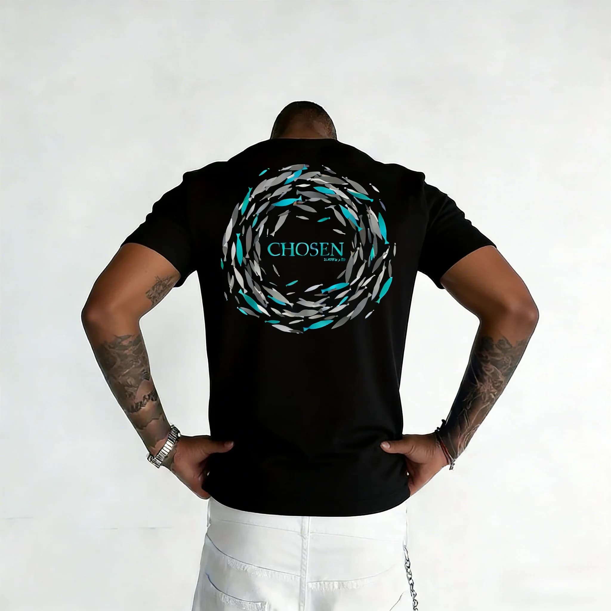 T-shirt casual da uomo a maniche corte con stampa di pesci dei cartoni animati, girocollo, per sport e uso quotidiano, abbigliamento uomo e donna, streetwear hip hop