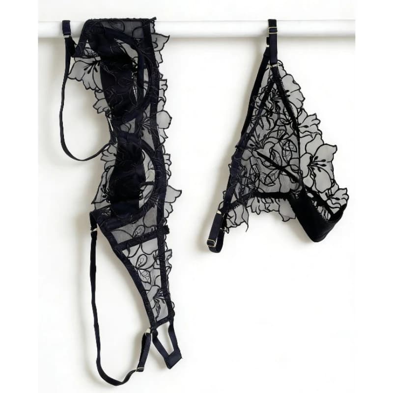 Set Reggiseno Imbottito per Seno Piccolo | Set di Biancheria Intima in Pizzo Ricamato e Rete con Morbido Ferretto, Comoda Coppa Semi-Ripiena Sexy Slip Modellante PP