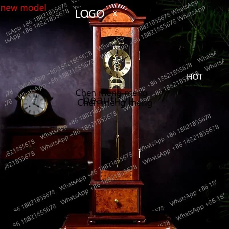 Orologio meccanico da tavolo in legno massello d178 con suoneria cinese alle ore, per soggiorno, orologio a pendolo verticale R