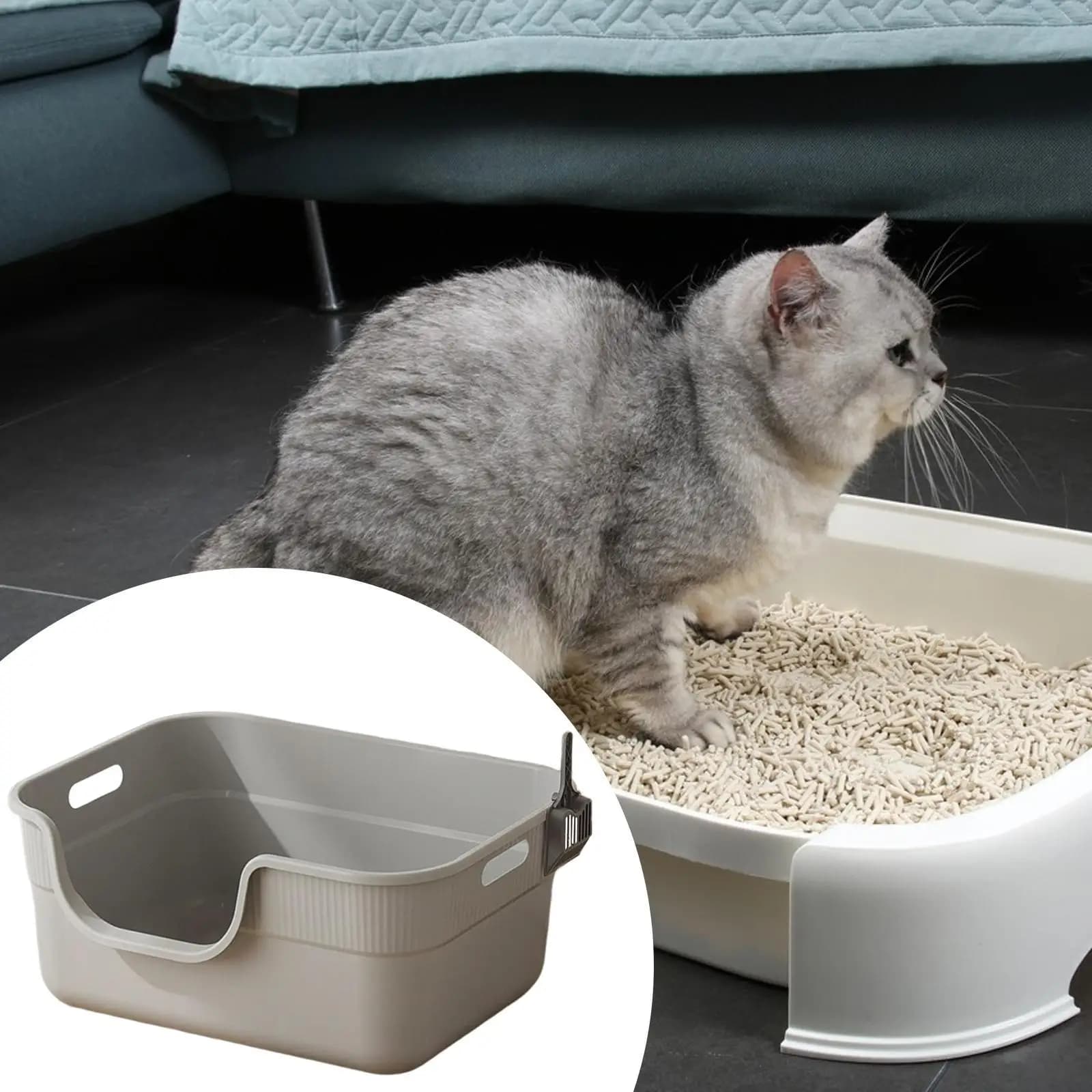 Lettiera per Gatti da Interno con Pareti Alte, Superficie Liscia, Facile da Pulire, Sistema di Toilette per Gatti Nascosto