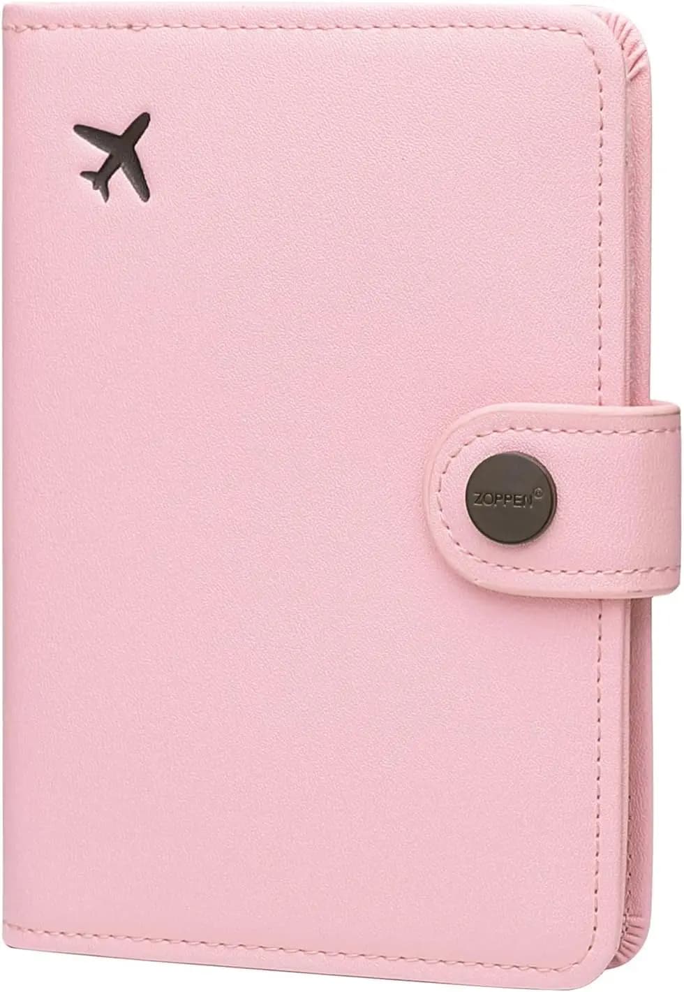 Porta Passaporto con Protezione RFID per Donne, Portafoglio da Viaggio con Chiusura a Scatto, Rosa - Organizzatore Documenti Sicuro