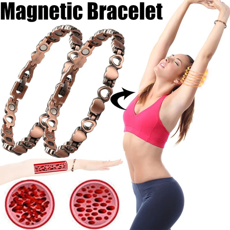 Bracciale cavo a cuore Donna Uomo Colore rame Bracciale magnetico per energia sanitaria Magneti Bracciale Braccialetti per perdita di peso con maglie a catena