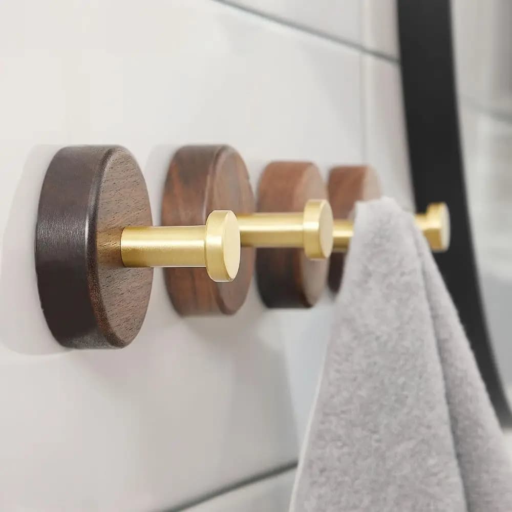 Gancio a ventosa senza foratura Gancio per montaggio a parete riutilizzabile autoadesivo Gancio in legno con finitura in noce resistente Organizzazione della cucina