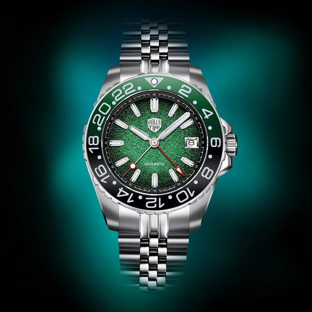 RollsTimi New Automatic GMT Men's Watch NH34, Mechanical Dust Clock with AR Sapphire Glass, Luminous and Waterproof 2026