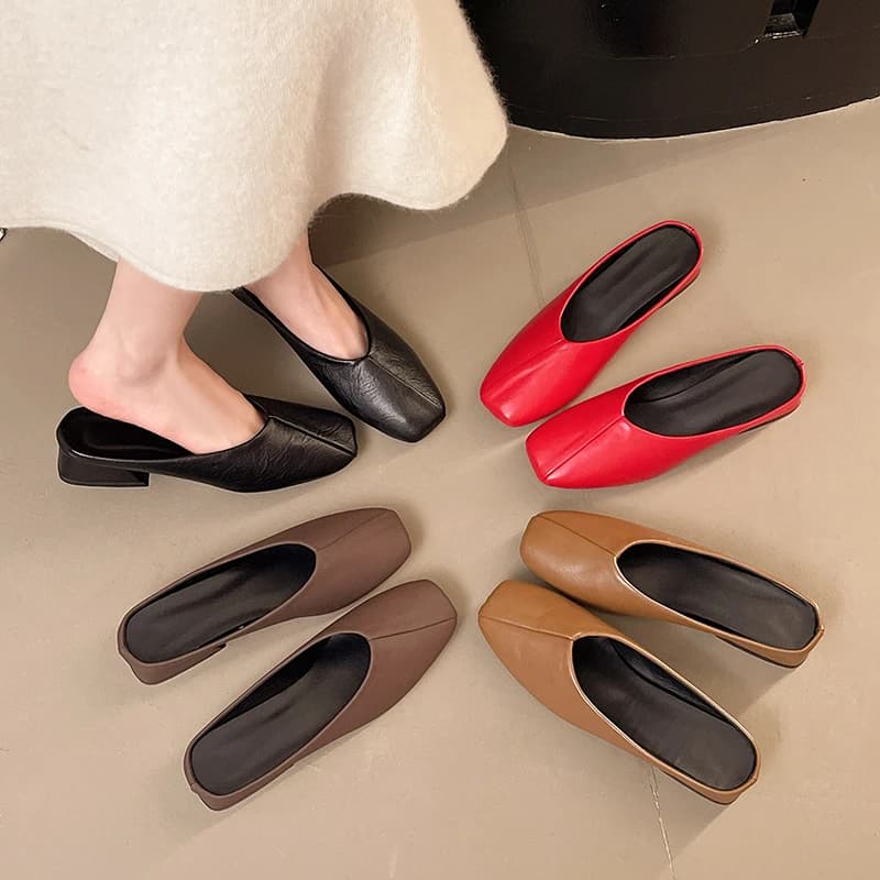 Mocassini Estivi in Vera Pelle da Donna con Punta Quadrata, Scarpe Basse Casual per Tutti i Giorni