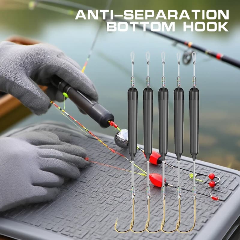 1 Pezzo Base Anti-separazione per Amo da Pesca, Doppio Amo per la Pesca con Esche Vive, con Doppio Portaesche e Ardiglioni, in Acciaio ad Alto Tenore di Carbonio