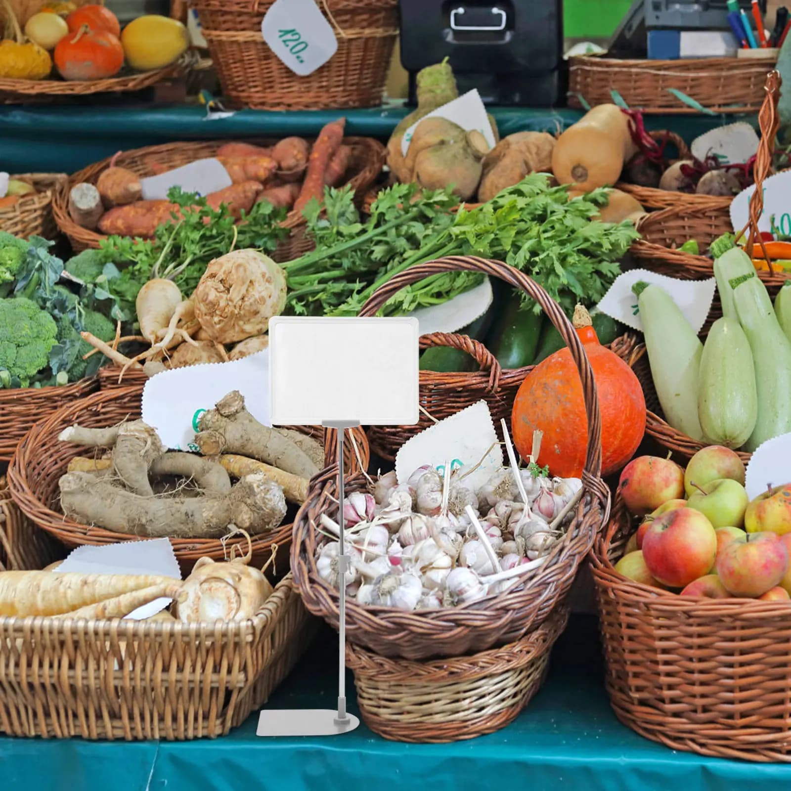 Espositore per Cartellini Prezzi A4, Robusto Supporto per Etichette, Espositore per Scaffali Cancellabile e Retrattile per Negozi di Frutta