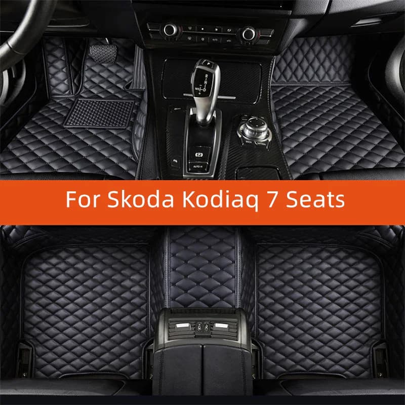 Tappetino per auto in pelle personalizzato per Skoda Kodiaq 7 posti 2025 2026 2027 Tappetino per auto Accessori interni