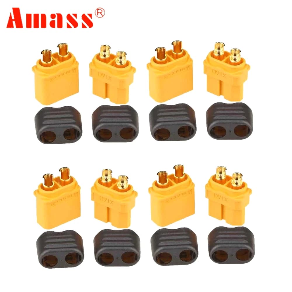 10 connettori Amass XT60+ XT60H XT30U XT90H con alloggiamento guaina 5 maschi 5 femmine (5 paia)