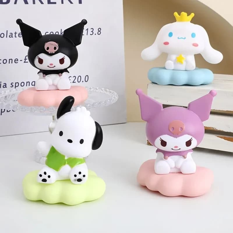 Set di 4 Luci Notturne in Stile Giapponese Sanrio, Lampade da Tavolo Smaltate a Forma di Nuvola con Personaggi Kuromi, Cinnamoroll, Pochacco, Decorazione Illuminante