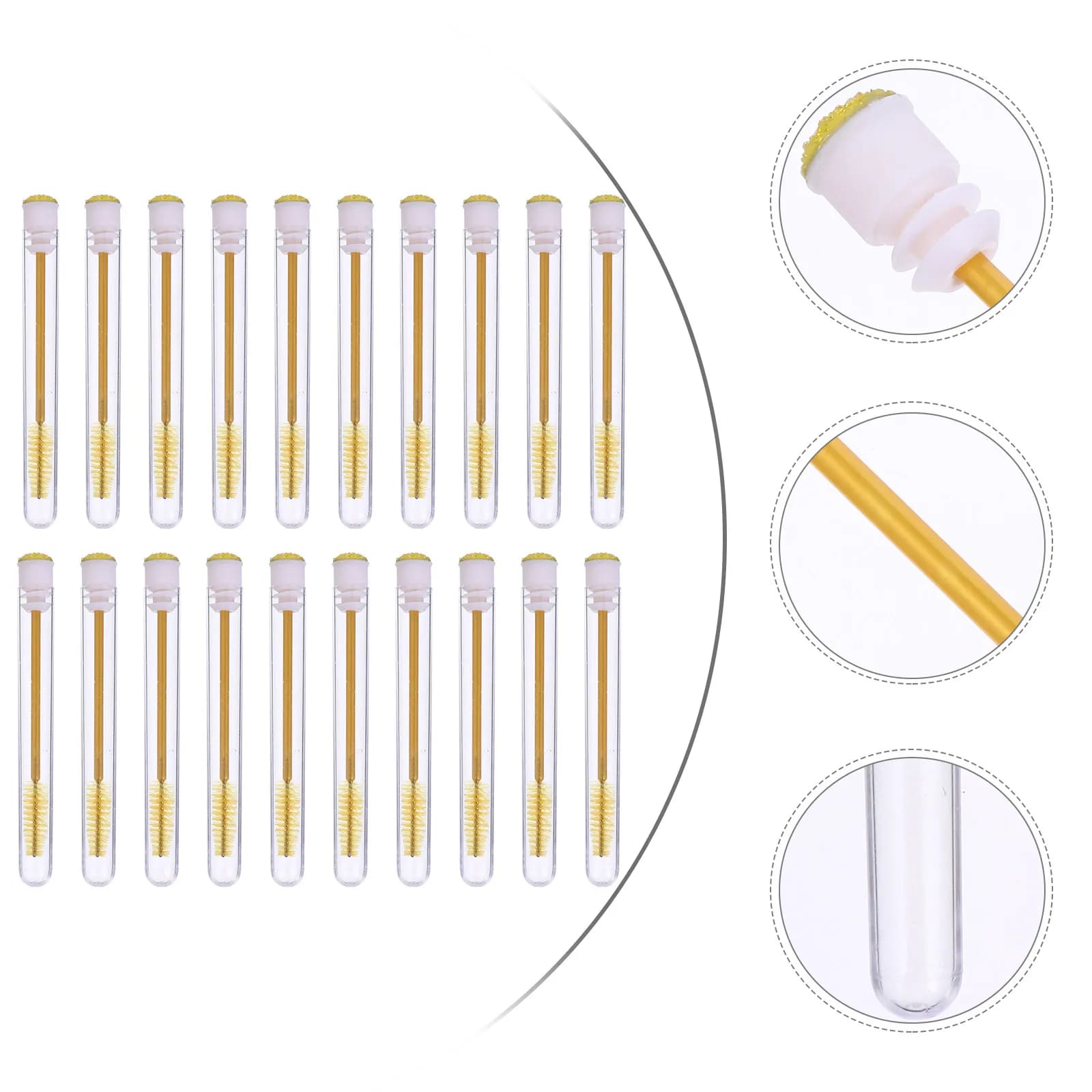 20 Pieces Tubes for Brushes Eyelashes with ABS Strass Light and Colored, Fined Eyelash Applicators for Home and Travel, Beauty Tools