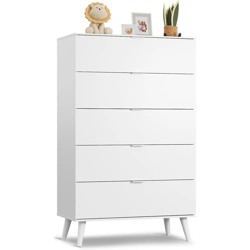 Elegant Tall Wooden Drawer Storage Organizer with Metal Handle for Bedrooms, Living Rooms, and Hallways