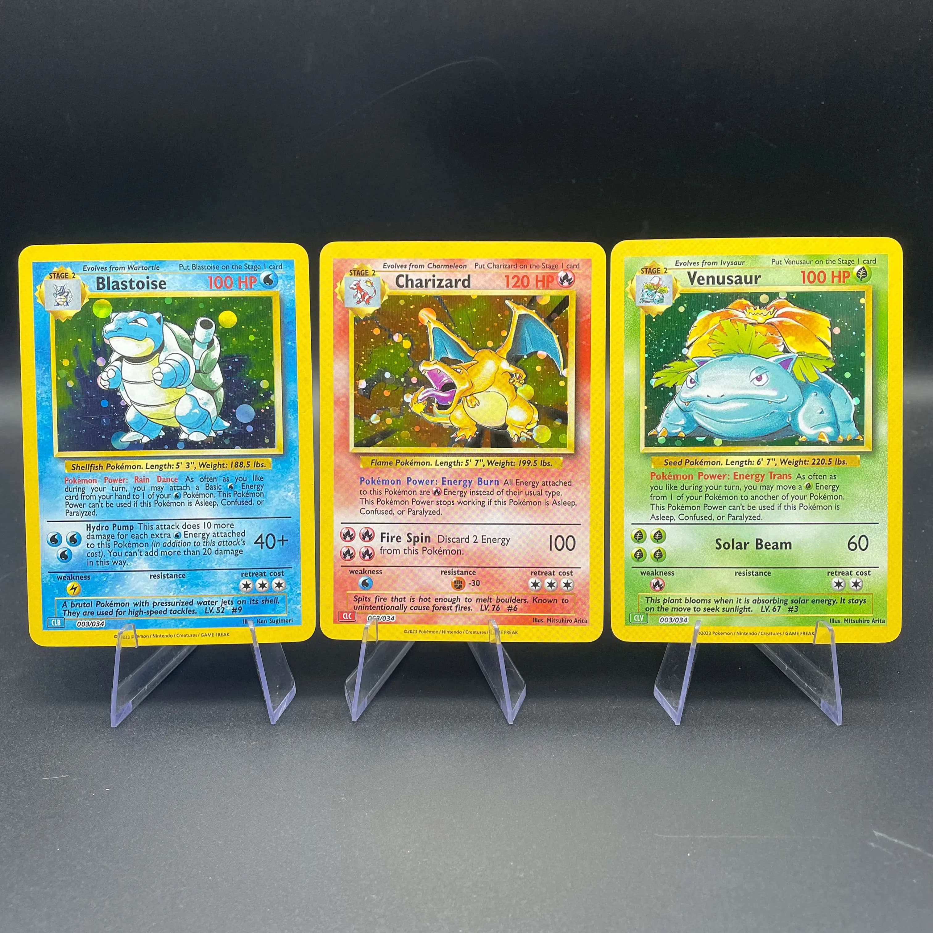 Set di 3 Carte da Collezione Anime PTCG Fai-da-Te, Versione Inglese con Blastoise, Charizard e Venusaur, Regalo di Compleanno