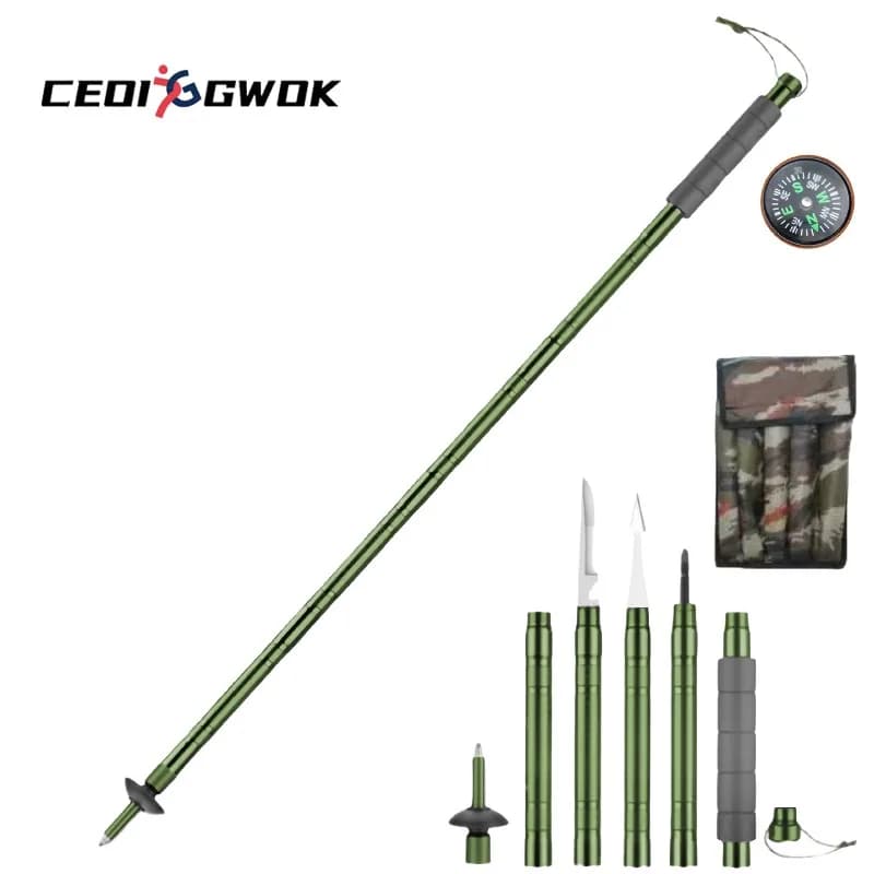 CEOI GWOK Trekking Poles Lightweight Folding Hiking Sticks for Outdoor Adventures Walking Sticks Green