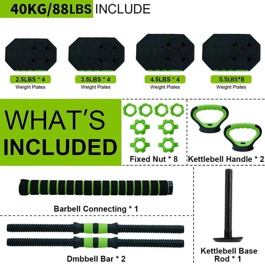 Set Kettlebell adjustable 4 in 1 from 66 pounds/88 pounds: multifunctional fitness equipment for gym and home use