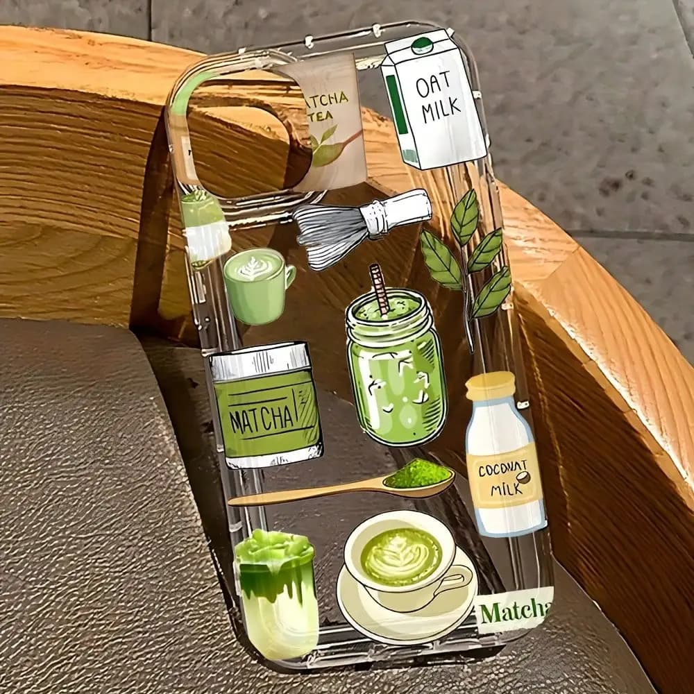 Phone Case - Phone Case Featuring Matcha Coconut Milk Tea Design, Compatible With For Iphone Models 17, 16E, 16, 15, 14, 13, 12,