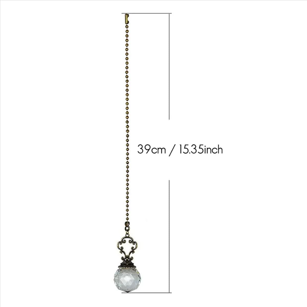 NOCM Set di 2 maniglie a catena per ventilatore da soffitto trasparenti in stile vintage, sfera con prisma di cristallo