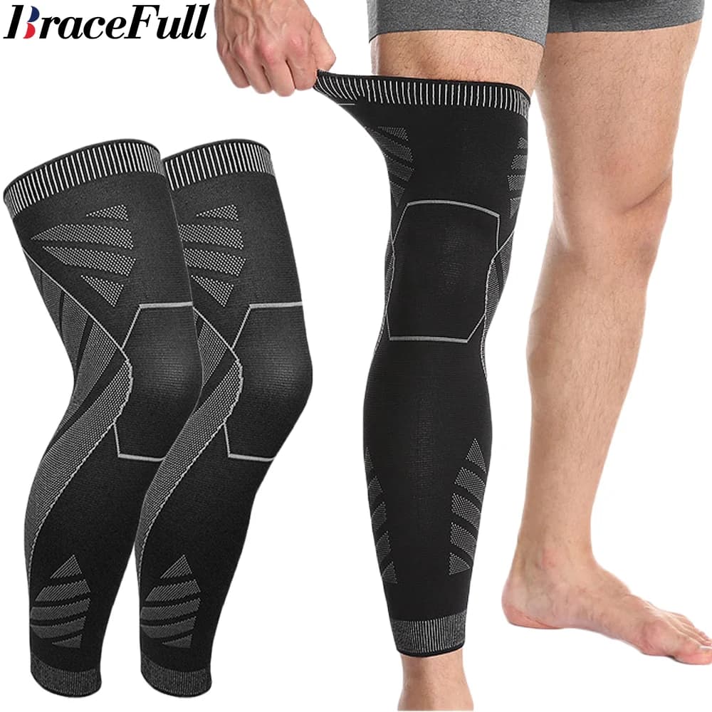 1 Paio di Manicotti a Compressione Lunga per Gambe, Protezione Ginocchio per Uomini e Donne, Ideali per Basket, Artrite, Ciclismo, Sport, Calcio