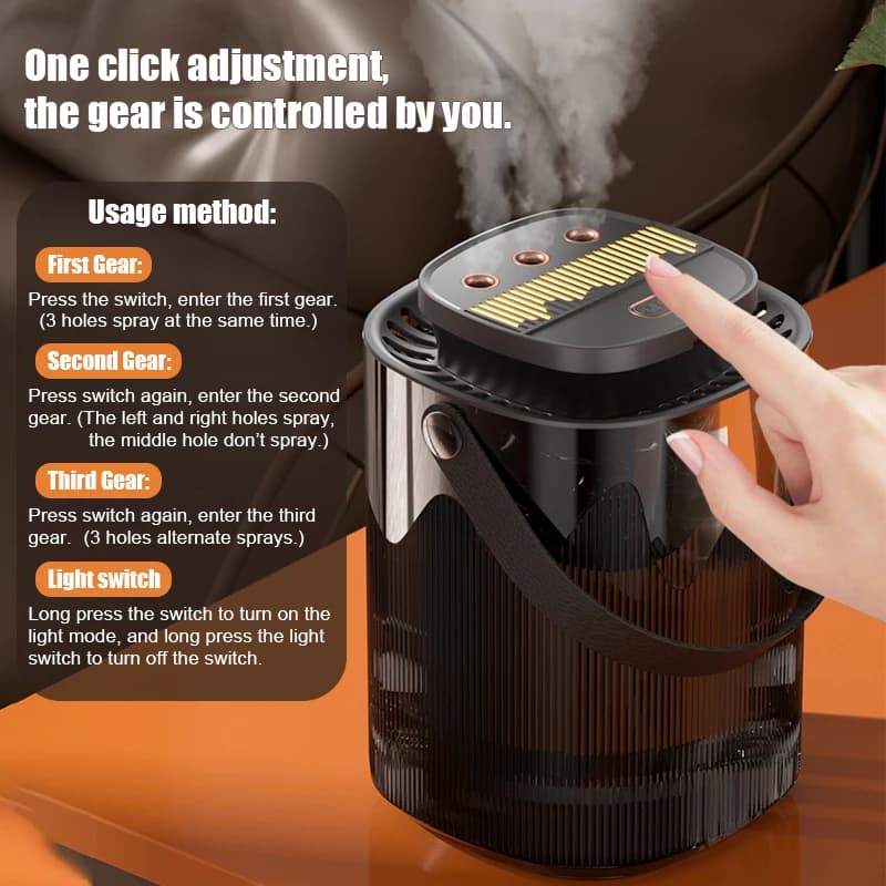 Umidificatore da 3 litri Diffusore di aromi portatile piccolo 3 porte di spruzzo Umidificatore USB di grande capacità Creatore di nebbia fredda per olio essenziale per la casa