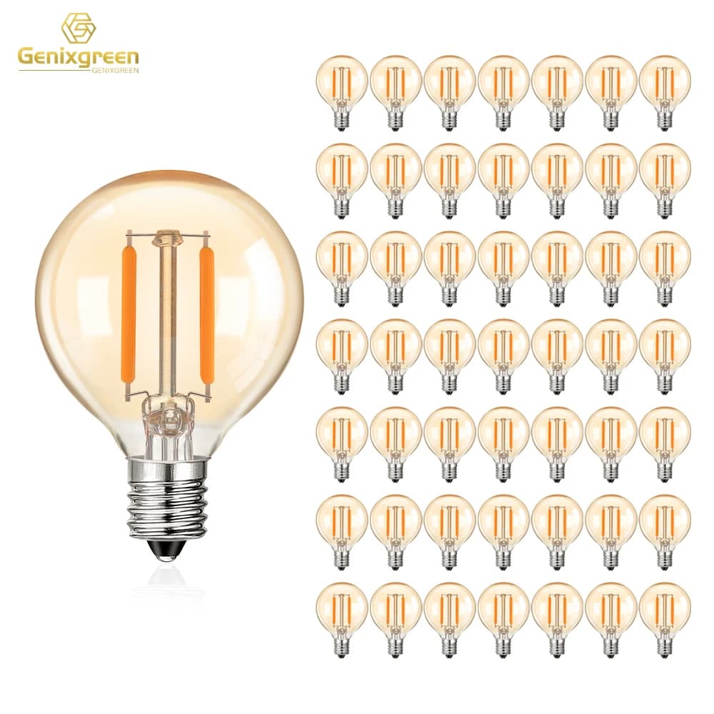 1.5W LED G40 sostituisci le lampadine per le luci della stringa per interni ed esterni E12 E14 Base 220V Vintage Globe Gold Tint Glass lampadina dimmerabile