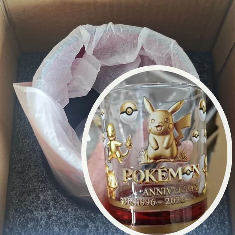Nuovo Bicchiere Commemorativo 30° Anniversario Pokémon, Tumbler per Whisky con Motivo Storico, Bicchiere Vintage Gengar per Vino