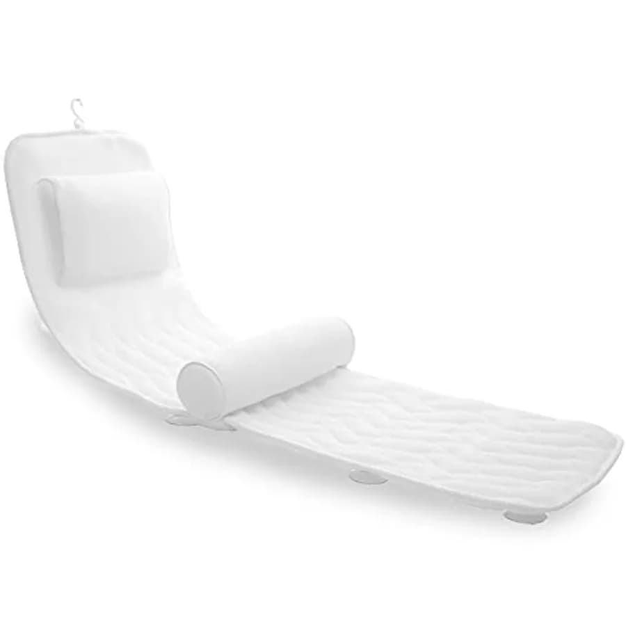 Cuscino da Bagno Integrale con Supporto Lombare, Cuscino per Vasca con 14 Ventose, Rete 3D Traspirante, Adatto a Qualsiasi Vasca, Accessorio Lusso per il Bagno