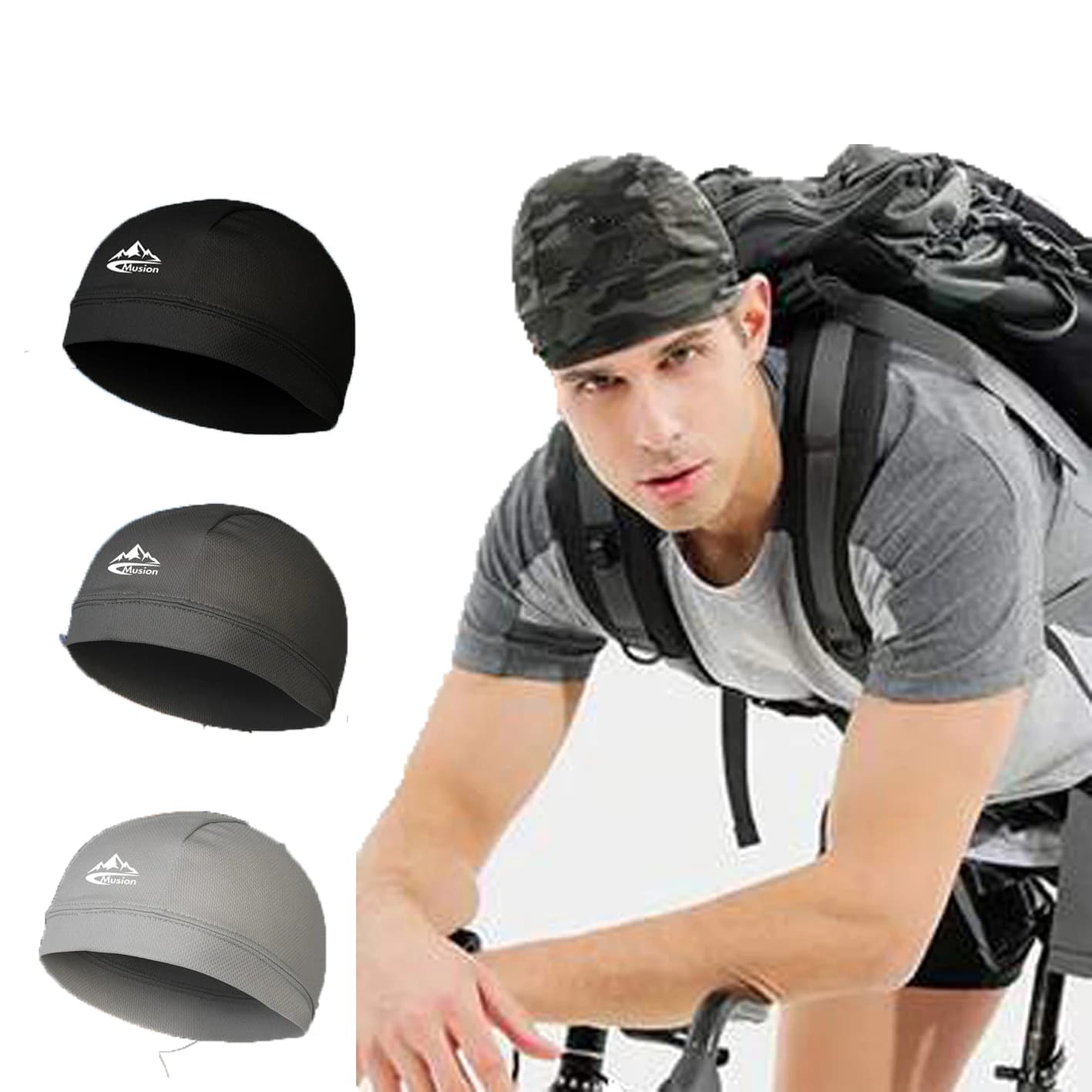 Musion Beanie Cap Bonnet for Men Suction absorbent cap under the helmet Breathable cycling cap for cyclist