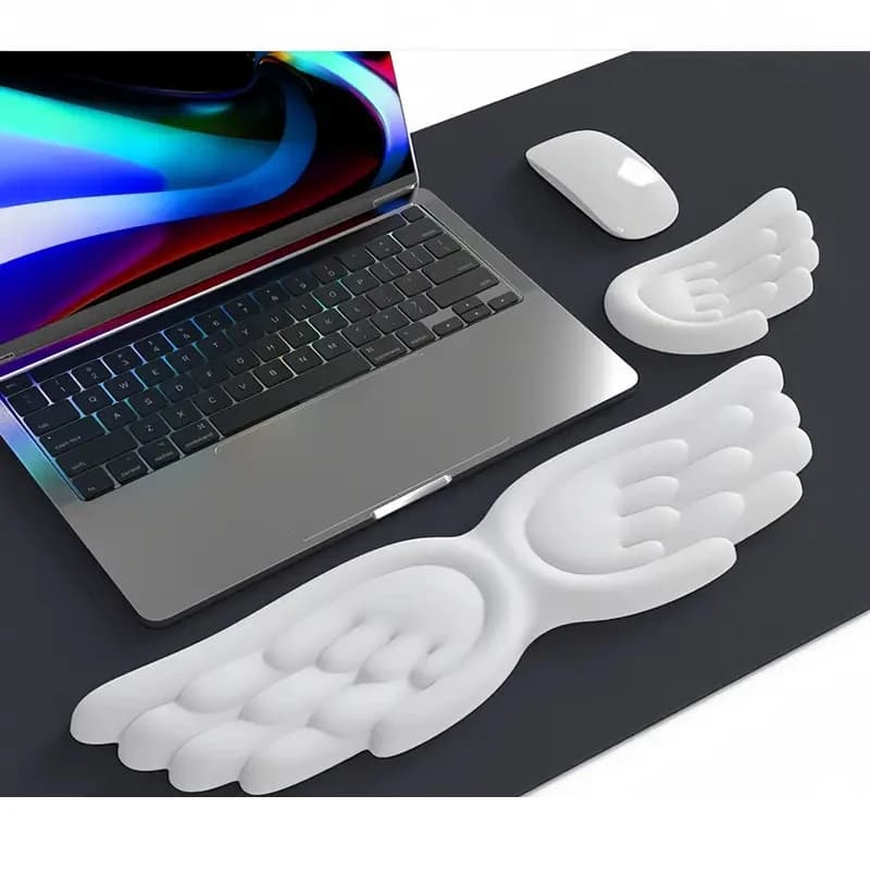 Mousepad tastiera ergonomica con angelo poggiapolsi antiscivolo e Set di tappetini per Mouse per ridurre il dolore al polso per l'ufficio e i giochi