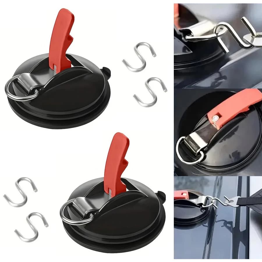 Ancoraggio a ventosa per impieghi gravosi con ganci di fissaggio, supporto multifunzione per auto e accessori per teloni da campeggio per vetro e marmo
