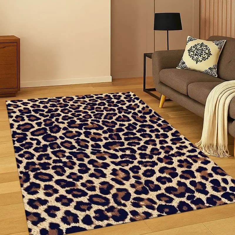 luxurious Leopard Tiger Print Beast Fur Carpet Rug for Bedroom Living Room Sofa Playroom Doormat Home Decor,Area Rug Non-slip