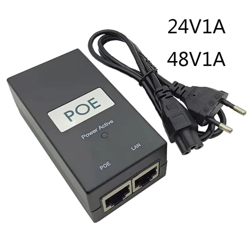Adattatori Ethernet Powerline 48V 1A Fonte POE 48V1A Adattatore linea di alimentazione iniettore 24V 1A Alimentatore 24 Volt Spina UK EU AU US