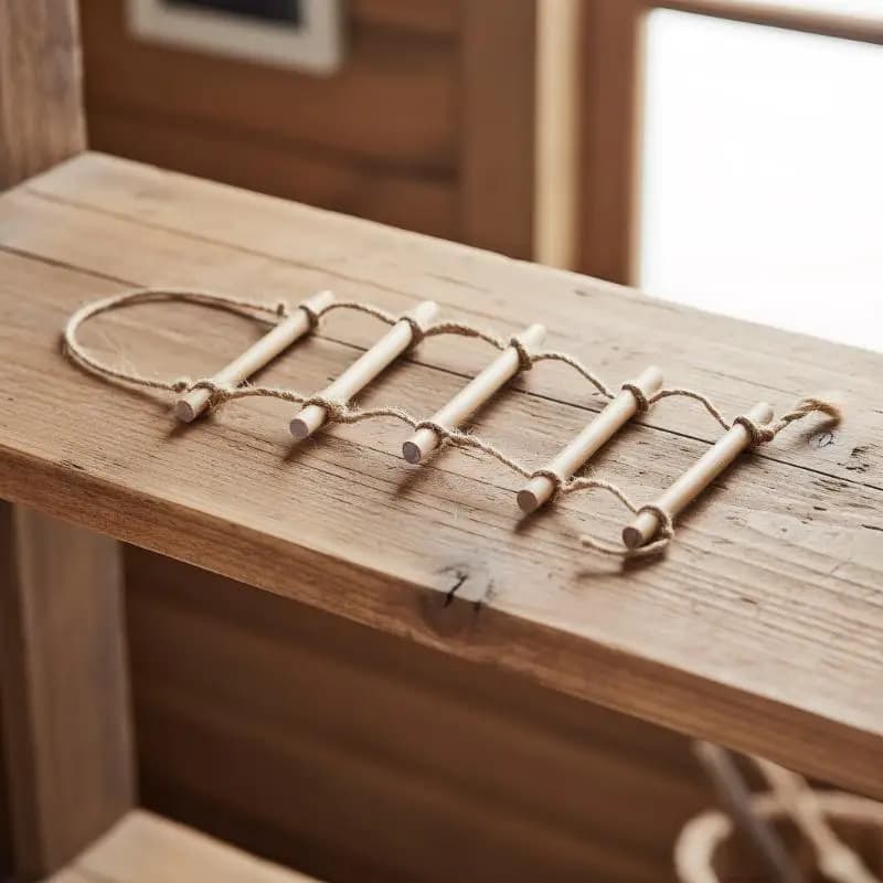 1 Pezzo Scala Sospesa in Corda di Canapa in Miniatura per Casa delle Bambole, Modellino per Scenari di Giardinaggio, Giocattoli e Accessori Decorativi per Casa delle Bambole