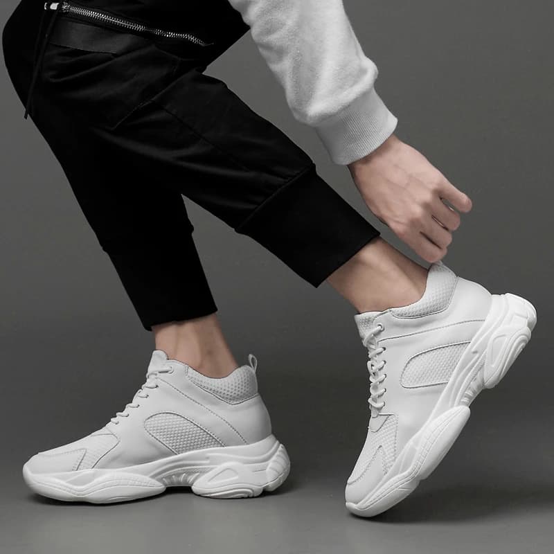 Spring men's shoes with mesh, dad shoes, student height increasing thick sole, versatile sports and leisure shoes, soft sole