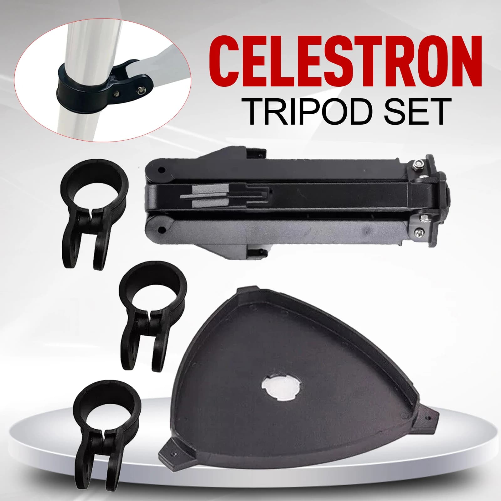 Vassoio accessorio per Celestron GT, SLT, CG-2, CG-3 Meade EQ-1 Telescopio ad alta definizione Treppiedi Anelli di serraggio con viti
