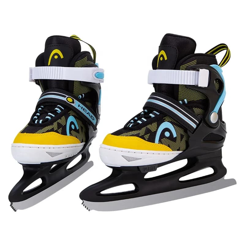 Scarpe da skate da ghiaccio professionali per noleggio ghiaccio Pattini da hockey regolabili OEM Acciaio Inverno PVC PU per bambini Adolescenti Principianti