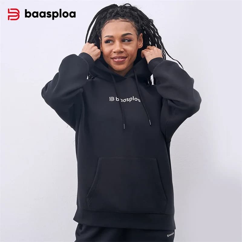 Felpe con cappuccio da donna Baasploa, abbigliamento casual alla moda, comodo e traspirante, morbido, tinta unita, abbigliamento sportivo, spedizione gratuita