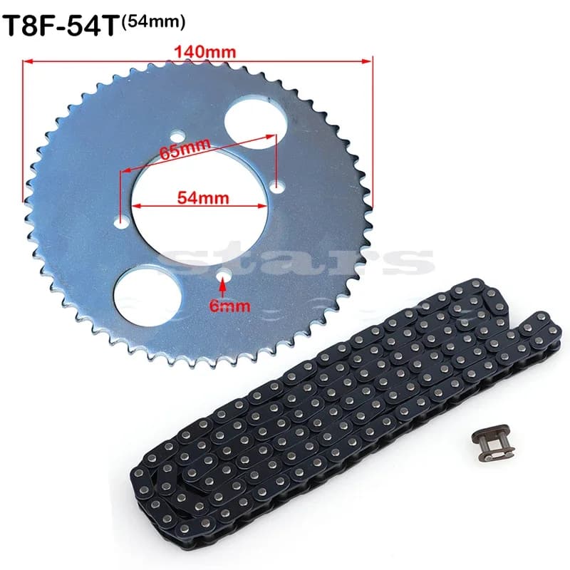 Catena T8F 84 maglie e denti 54T 54mm Pignone piastra catena per 47cc 49cc mini moto atv quad 2 tempi Parti del motore del sistema di azionamento