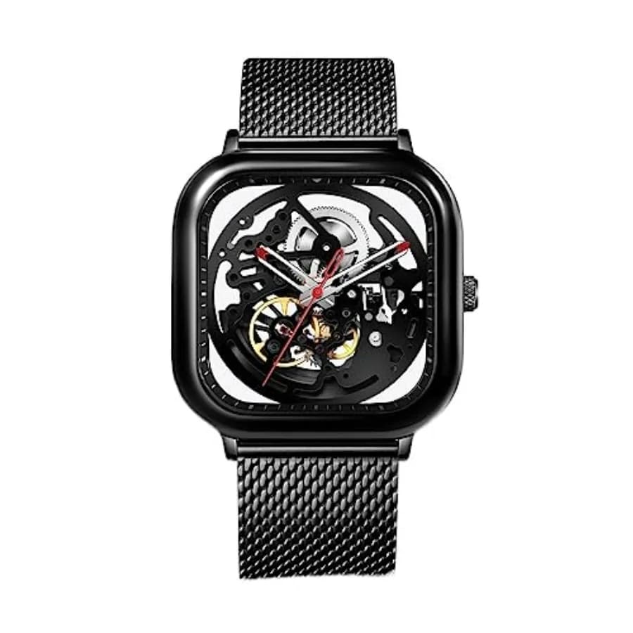Orologio Meccanico Automatico CIGA Design Serie C, Orologio da Polso Analogico Scheletrato con Cinturino Milanese e Vetro Zaffiro, Regalo