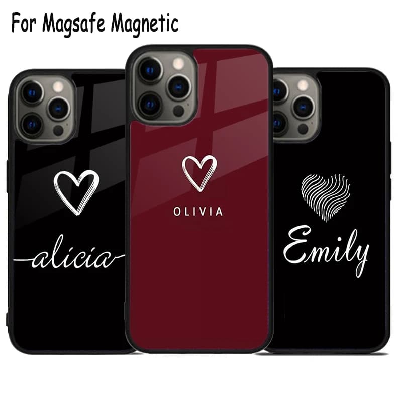 Cover Magnetica Wireless Personalizzata con Iniziali in TPU Morbido per iPhone 17 Air 15 16e 14 13 11 12 Pro Max Plus Magsafe
