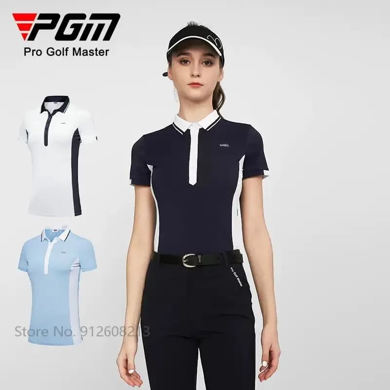 PGM Donna Estate Traspirante Polo da golf T-shirt Donna Camicie slim a maniche corte Patchwork Sport casual Top Abbigliamento da golf S-XL