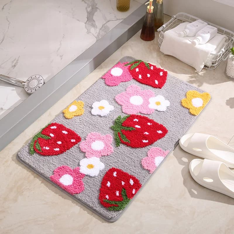 Simpatico Tappetino Assorbente a Forma di Cuore per Bagno, Zerbino Cartoon per Camera da Letto, Tappetino Antiscivolo per Bagno