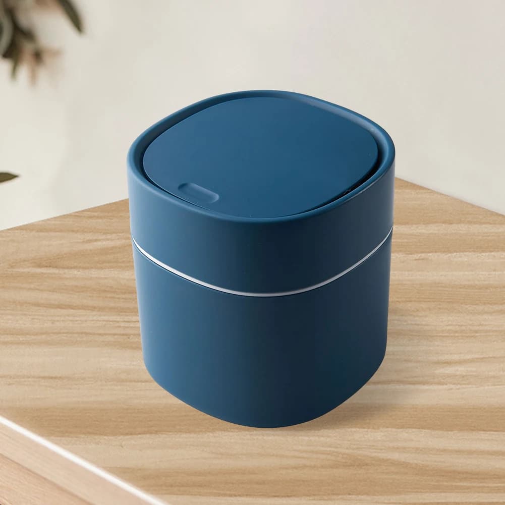 Mini Cestino con Coperchio in Plastica, Contenitore per Rifiuti da Scrivania Stile Nordico, Scatola Portaoggetti con Coperchio Rimovibile per Soggiorno e Ufficio
