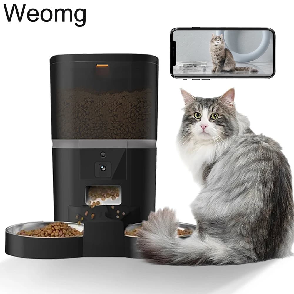 4L Double Meal Camera APP alimentatore automatico per animali domestici tempo per animali domestici gatti cibo per cani ciotola in acciaio inossidabile Dispenser Video alimentatore intelligente per animali domestici