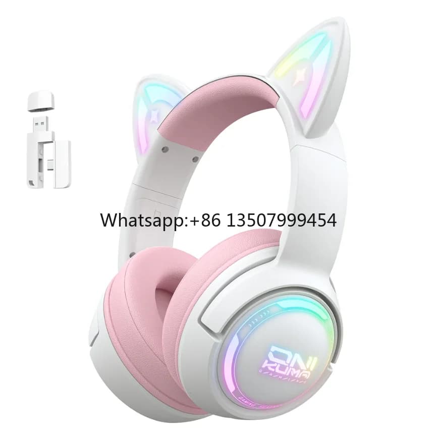 ONIKUMA GT838 Gaming Headset Muli-device Compatible 2.4G Wireless USB Type-C HD Built-in Microphone Cat Ear with RGB