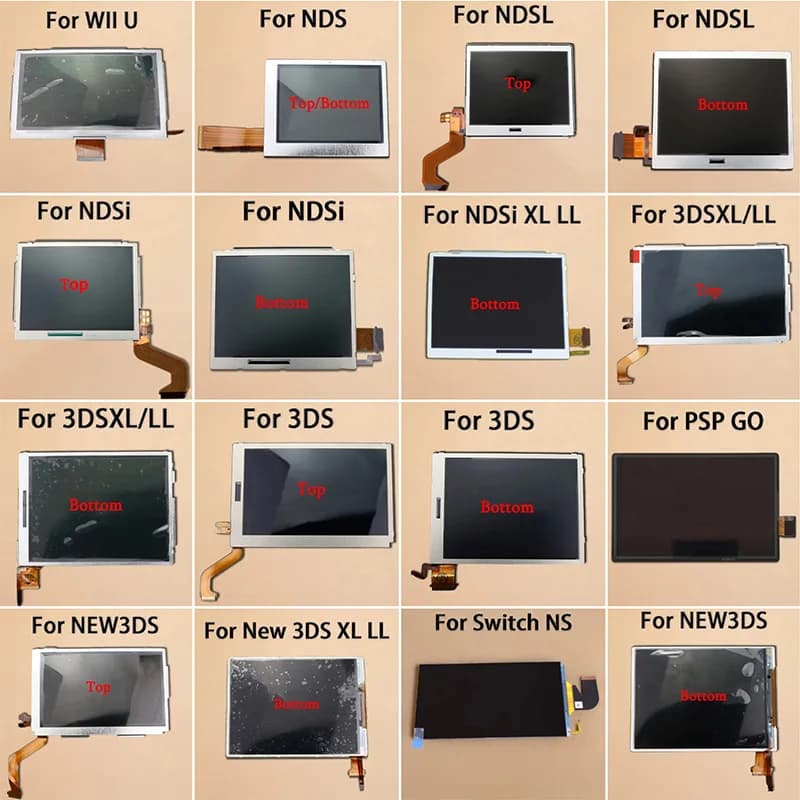 1PC Per NDS NDSL NDSi Nuovo 3DS LL XL PSP GO Switch WII U Console di Gioco Parte di Ricambio Parte Superiore Inferiore superiore inferiore Display LCD
