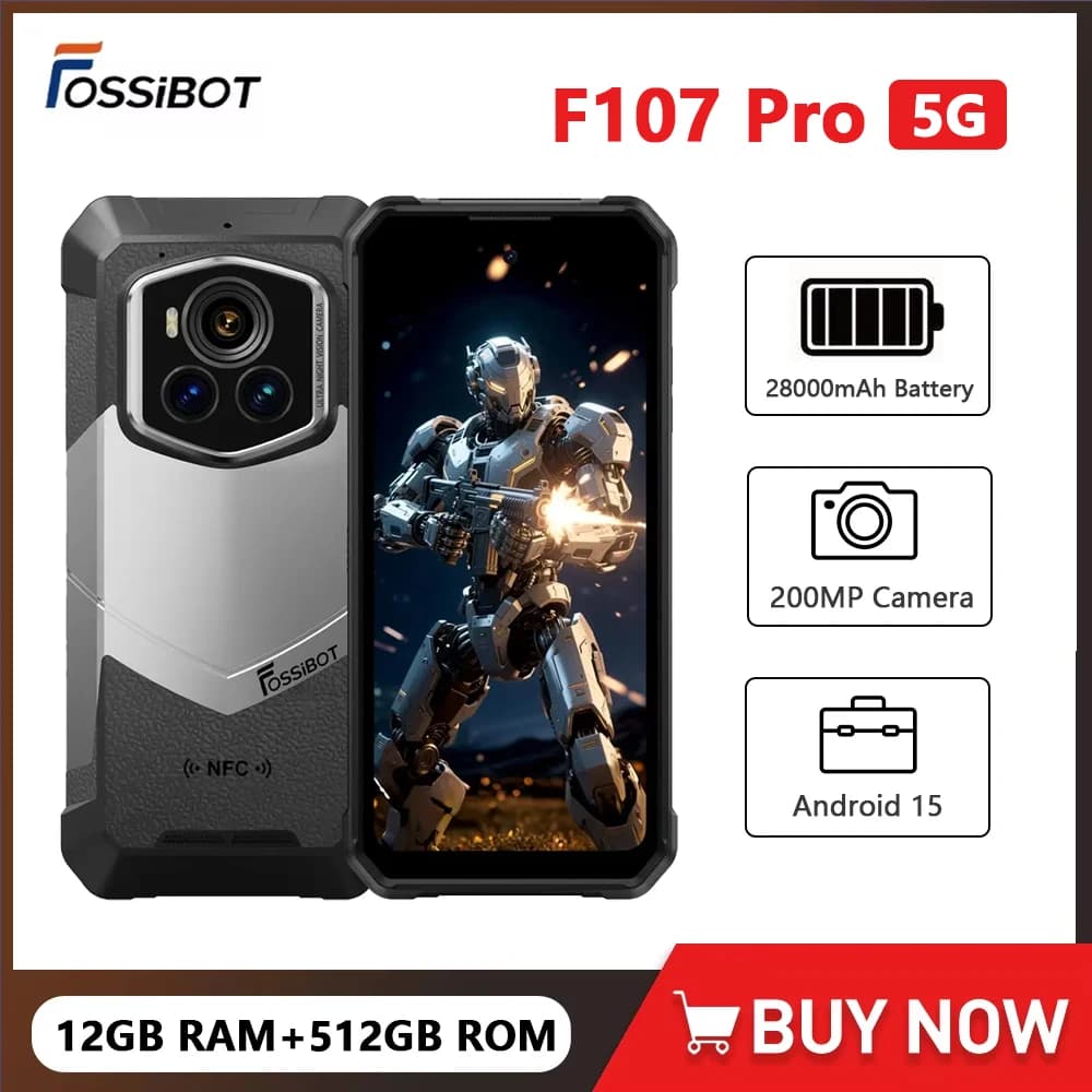 FOSSiBOT F107 PRO 5G Telefono robusto 28000mAh Starlight Versione notturna 12GB + 512GB Telefono cellulare NFC Face ID Smartphone Android 15