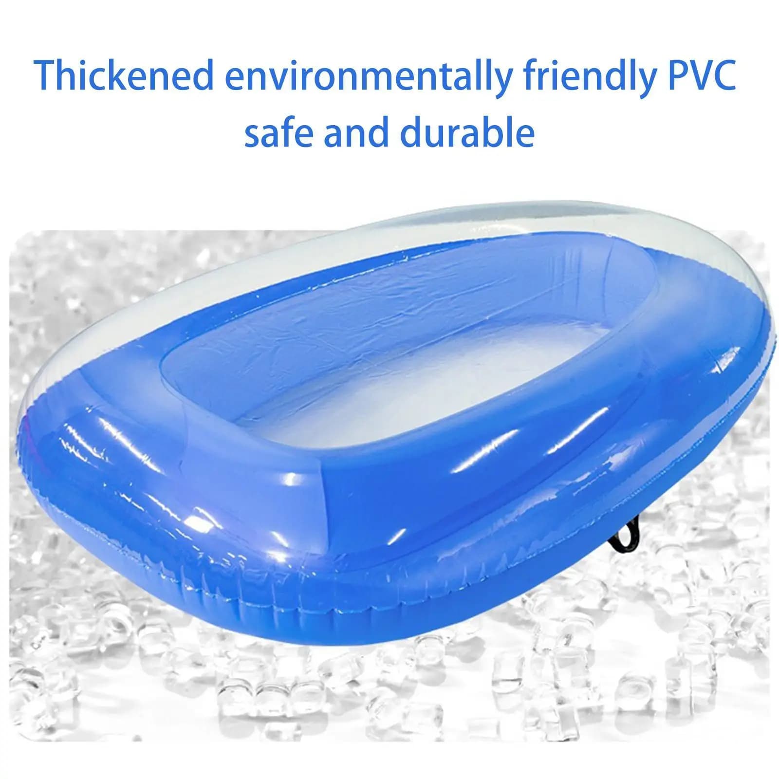 Length of inflatable raft for swimming pool with handles Portable water toys, practical, transparent background for summer holiday on the beach
