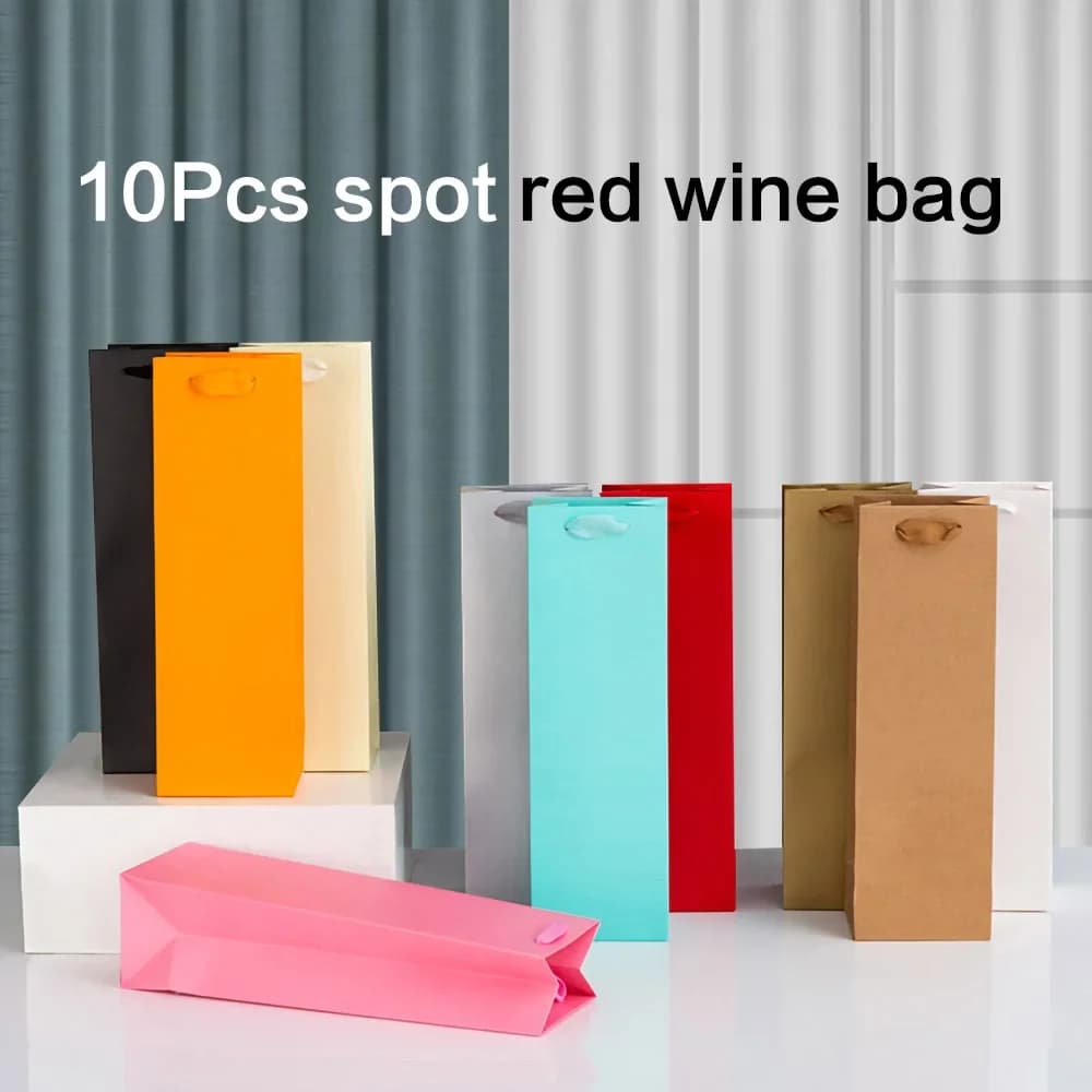 Sacchetti di carta Kraft universali da 10 pezzi Imballaggio per vino rosso Bomboniera per festival Confezione regalo per feste Confezione natalizia